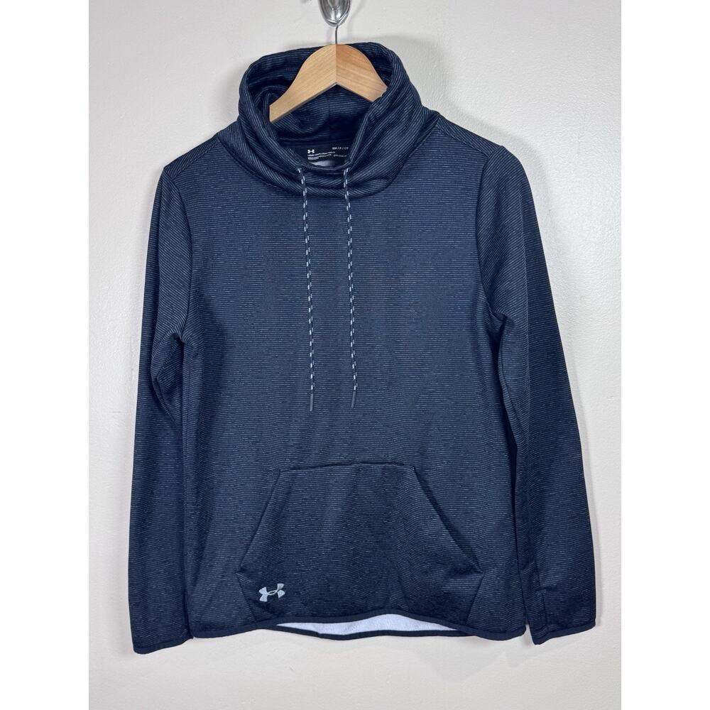 Under Armour Women's Sweatshirt Small Black ColdGear Loose Fit Funnel Neck